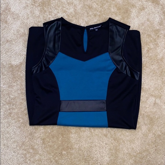 Mlle Gabrielle black and teal dress - Picture 3 of 5